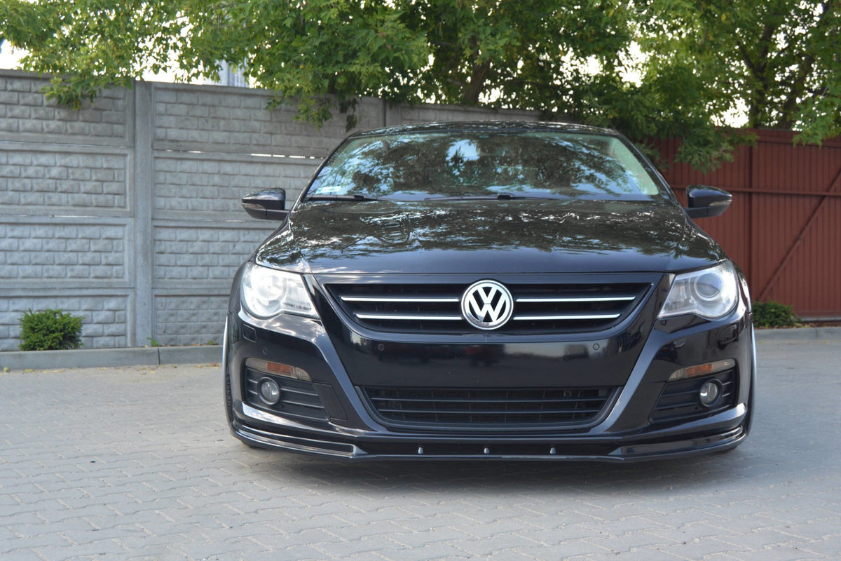 Street+ Spoilerlippe Front Ansatz V.1 passend für VW PASSAT CC vor Facelift, STANDARD STOßSTANGE schwarz Hochglanz – Ansicht 3
