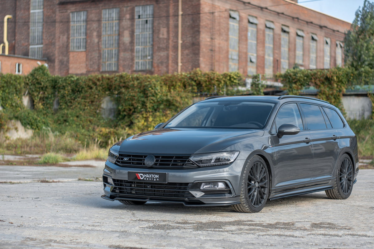 Street+ Spoilerlippe Front Ansatz V.2 passend für VW Passat R-Line B8 schwarz Hochglanz – Ansicht 1