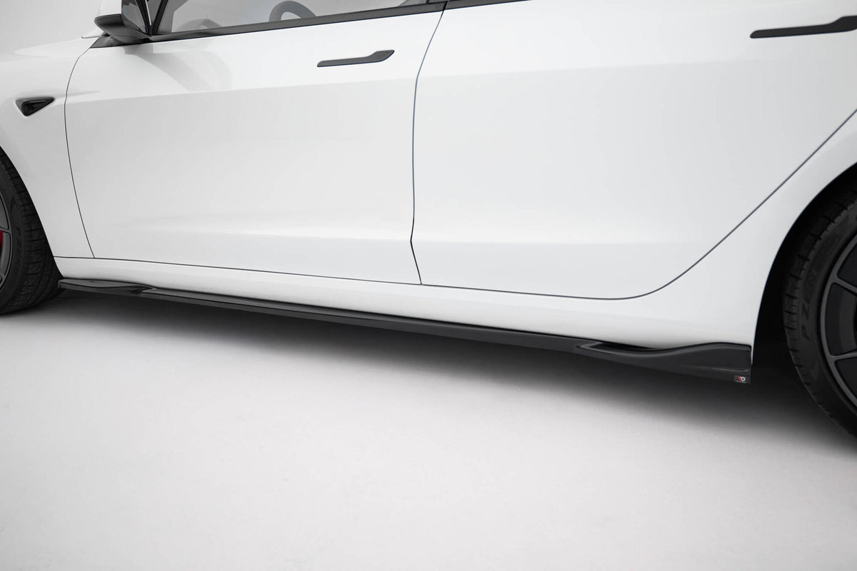 Street+ Seitenschweller Leisten passend für V.1 passend für Tesla Model 3 Performance Mk1 Facelift schwarz Hochglanz – Ansicht 4