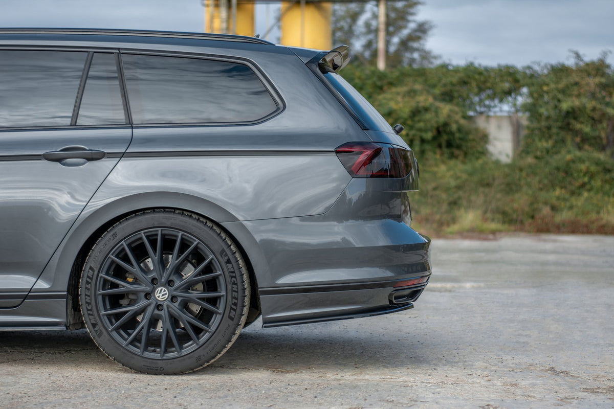 Heck Ansatz Flaps Diffusor passend für VW Passat R-Line B8 schwarz Hochglanz – Ansicht 1