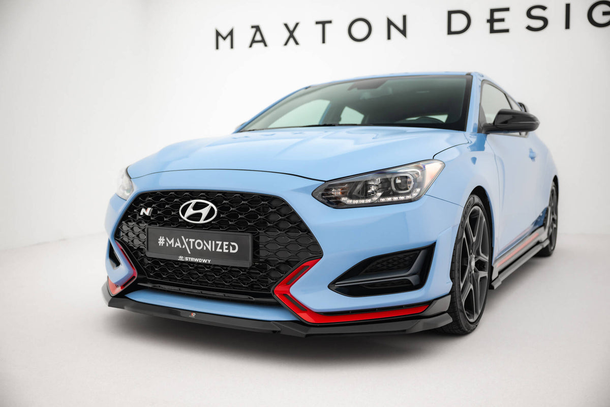 Street+ Spoilerlippe Front Ansatz V.1 passend für Hyundai Veloster N Mk2 schwarz Hochglanz – Ansicht 3