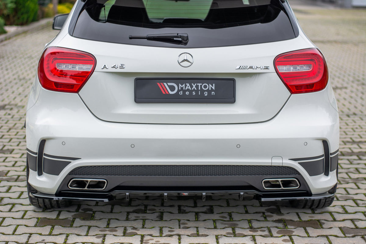 Heck Ansatz Flaps Diffusor passend für Mercedes A45 AMG W176 schwarz Hochglanz – Ansicht 1