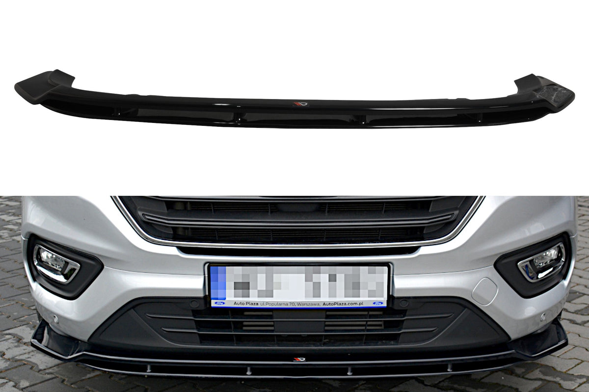 Street+ Spoilerlippe Front Ansatz V.1 passend für Ford Transit Custom Mk1 Facelift / Tourneo Custom Mk1 Facelift schwarz Hochglanz – Ansicht 2