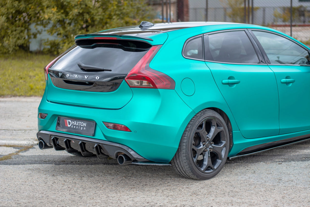 Heck Ansatz Flaps Diffusor passend für Volvo V40 R-design schwarz Hochglanz – Ansicht 1