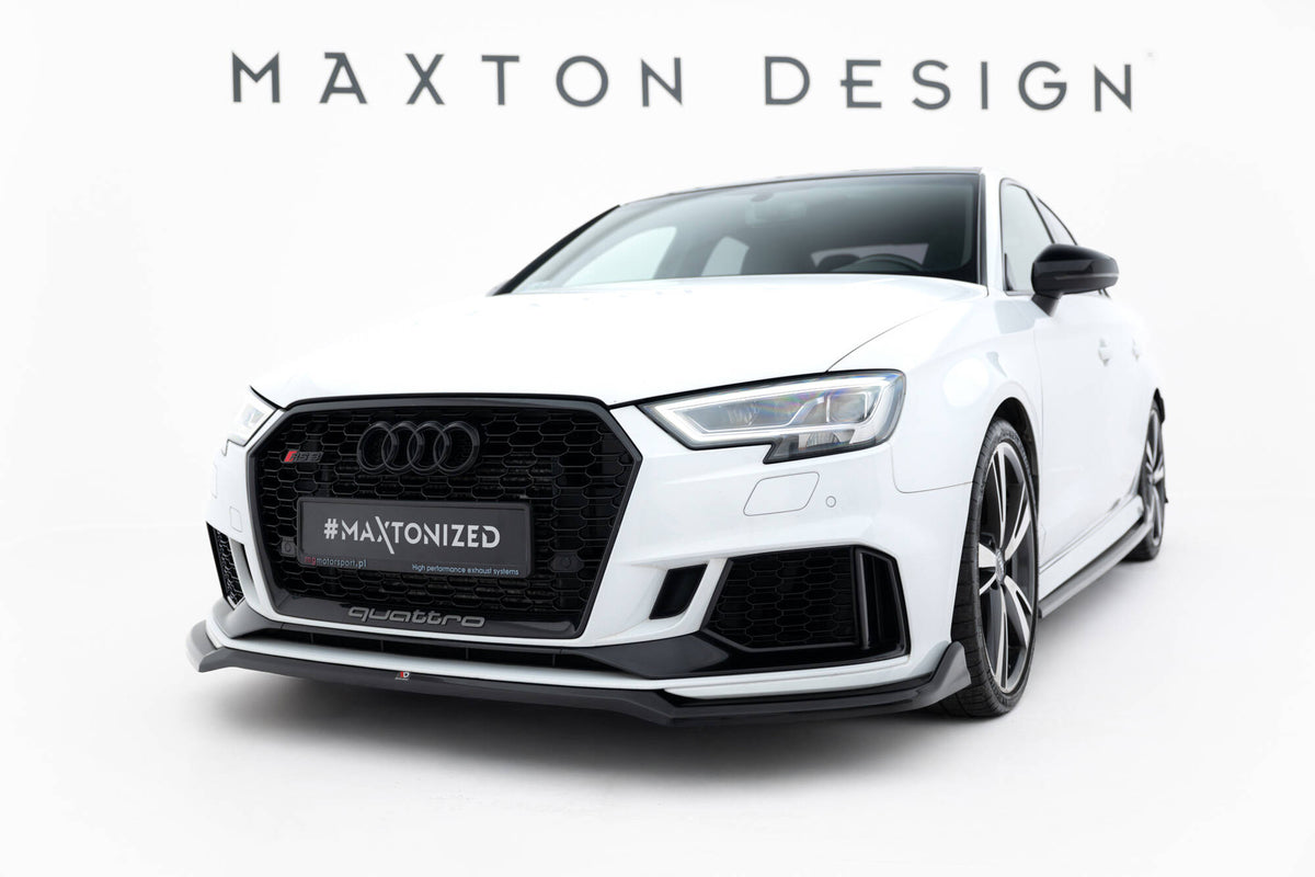 Street+ Spoilerlippe Front Ansatz V.4 passend für Audi RS3 Limousine 8V Facelift schwarz Hochglanz – Ansicht 4
