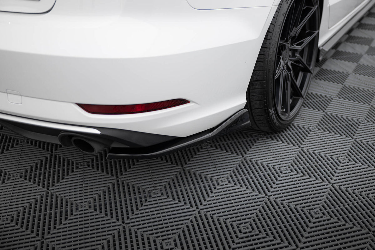 Heck Ansatz Flaps Diffusor V.1 passend für Audi A3 Limousine 8V Facelift schwarz Hochglanz – Ansicht 3