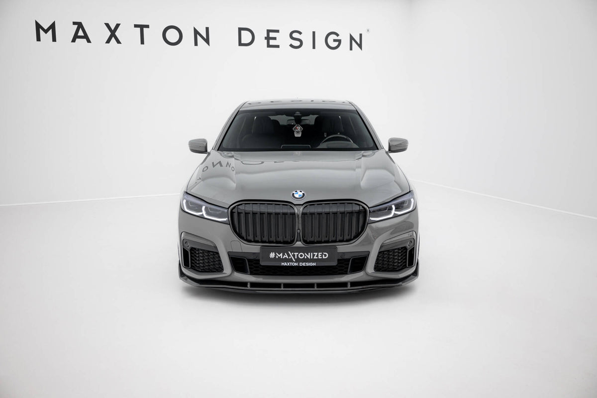 Prepreg Carbon Fiber Street+ Spoilerlippe Front Ansatz passend für + ABS Diffusor BMW 7 M-Paket G11 Facelift schwarz Hochglanz – Ansicht 1