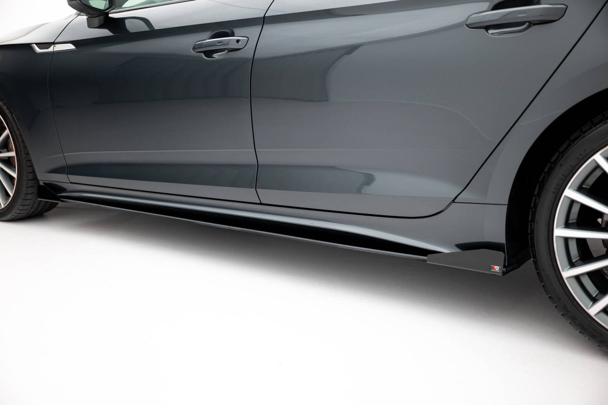 Street Pro Street+ Seitenschweller Leisten + Flaps passend für Audi A5 Sportback F5 Facelift schwarz Hochglanz – Ansicht 4