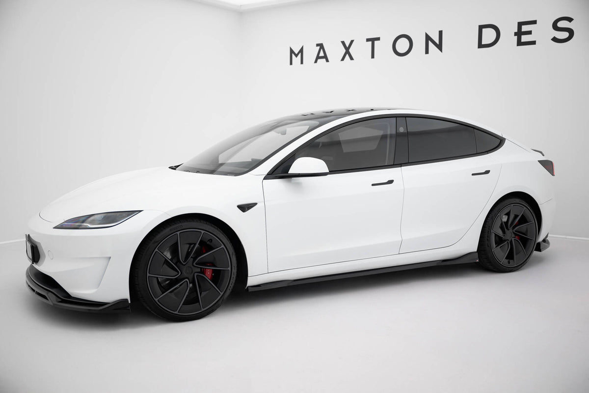 Street+ Seitenschweller Leisten passend für V.1 passend für Tesla Model 3 Performance Mk1 Facelift schwarz Hochglanz – Ansicht 1