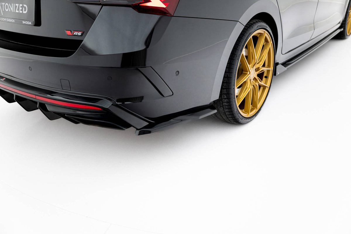 Heck Ansatz Flaps Diffusor V.7 passend für Skoda Octavia RS Liftback / Combi Mk4  schwarz Hochglanz – Ansicht 3