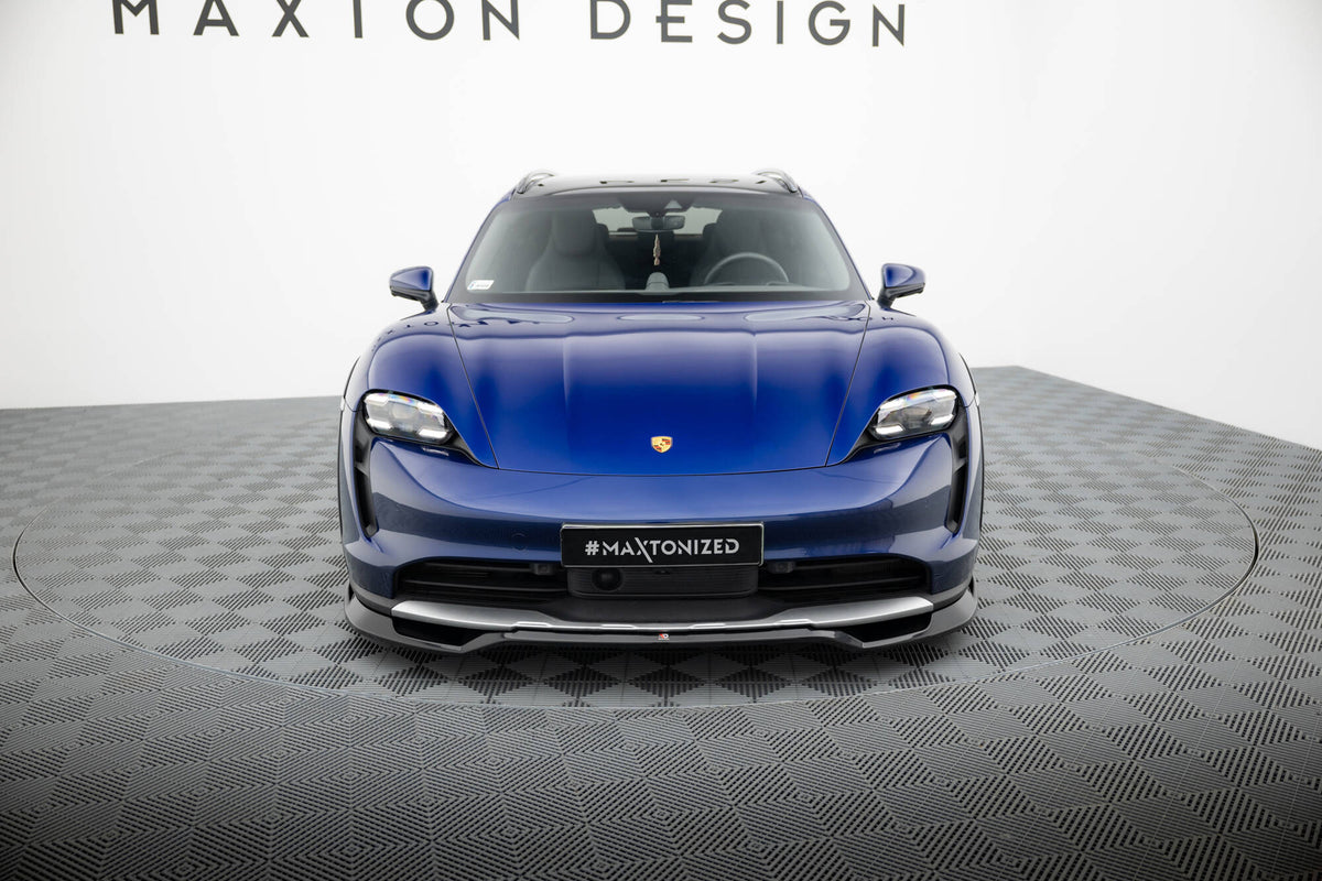 Street+ Spoilerlippe Front Ansatz passend für Porsche Taycan Cross Turismo 4S schwarz Hochglanz – Ansicht 1