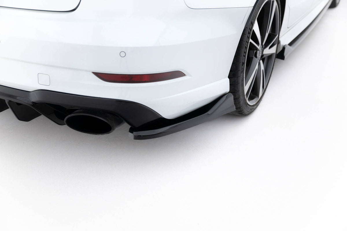 Heck Ansatz Flaps Diffusor V.5 passend für Audi RS3 Limousine 8V Facelift schwarz Hochglanz – Ansicht 4