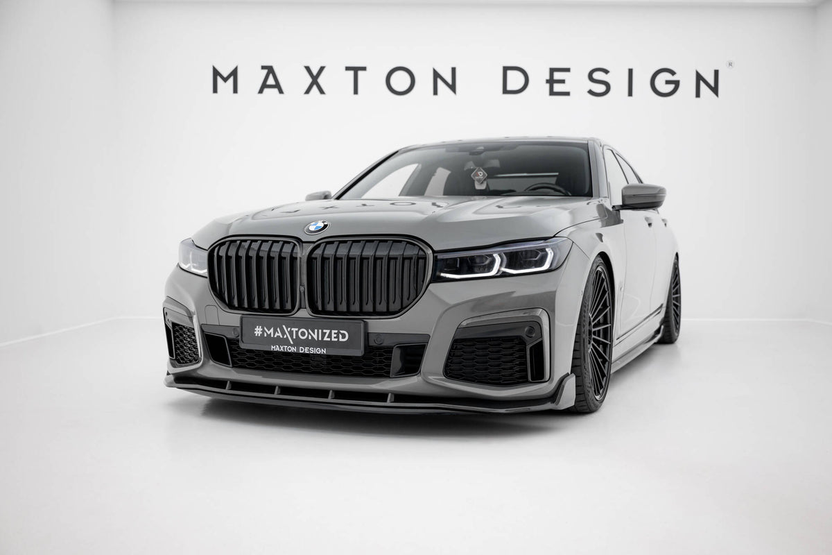 Prepreg Carbon Fiber Street+ Spoilerlippe Front Ansatz passend für + ABS Diffusor BMW 7 M-Paket G11 Facelift schwarz Hochglanz – Ansicht 3