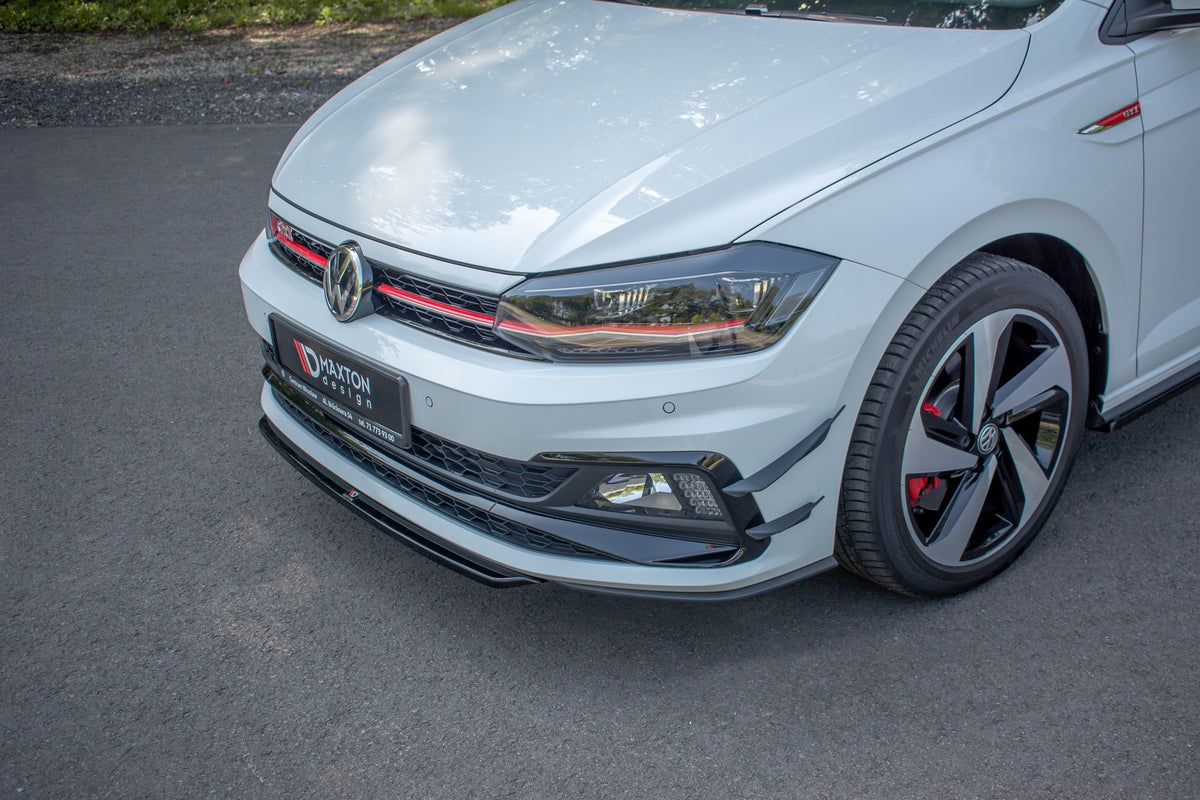 Street+ Spoilerlippe Front Ansatz V.4 passend für VW Polo GTI / R-line Mk6 schwarz Hochglanz – Ansicht 4