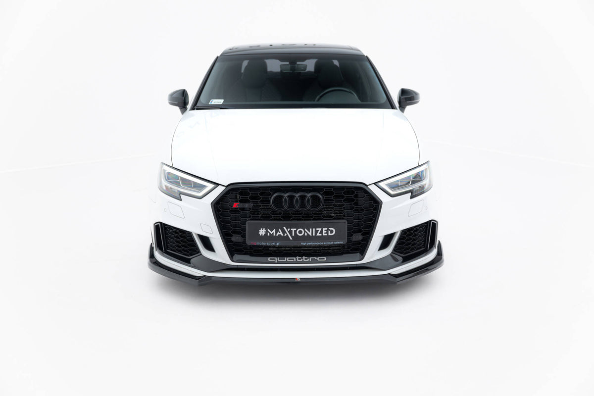 Street+ Spoilerlippe Front Ansatz V.4 passend für Audi RS3 Limousine 8V Facelift schwarz Hochglanz – Ansicht 1