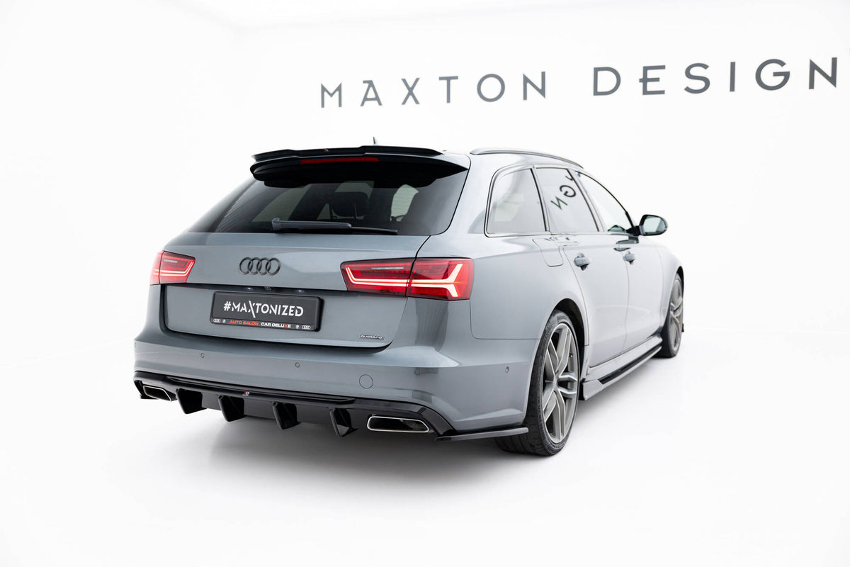 Heck Ansatz Flaps Diffusor V.3 passend für Audi S6 / A6 S-Line / A6 C7 FL  schwarz Hochglanz – Ansicht 1