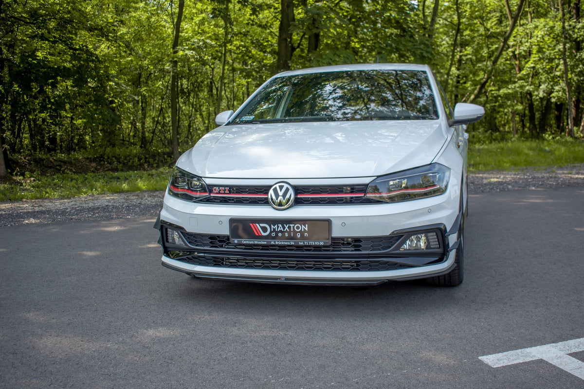 Street+ Spoilerlippe Front Ansatz V.4 passend für VW Polo GTI / R-line Mk6 schwarz Hochglanz – Ansicht 5
