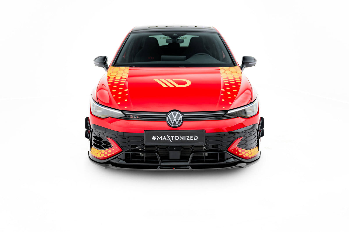 Street+ Spoilerlippe Front Ansatz V.3 passend für VW Golf GTI Clubsport Mk8 Facelift schwarz Hochglanz – Ansicht 1