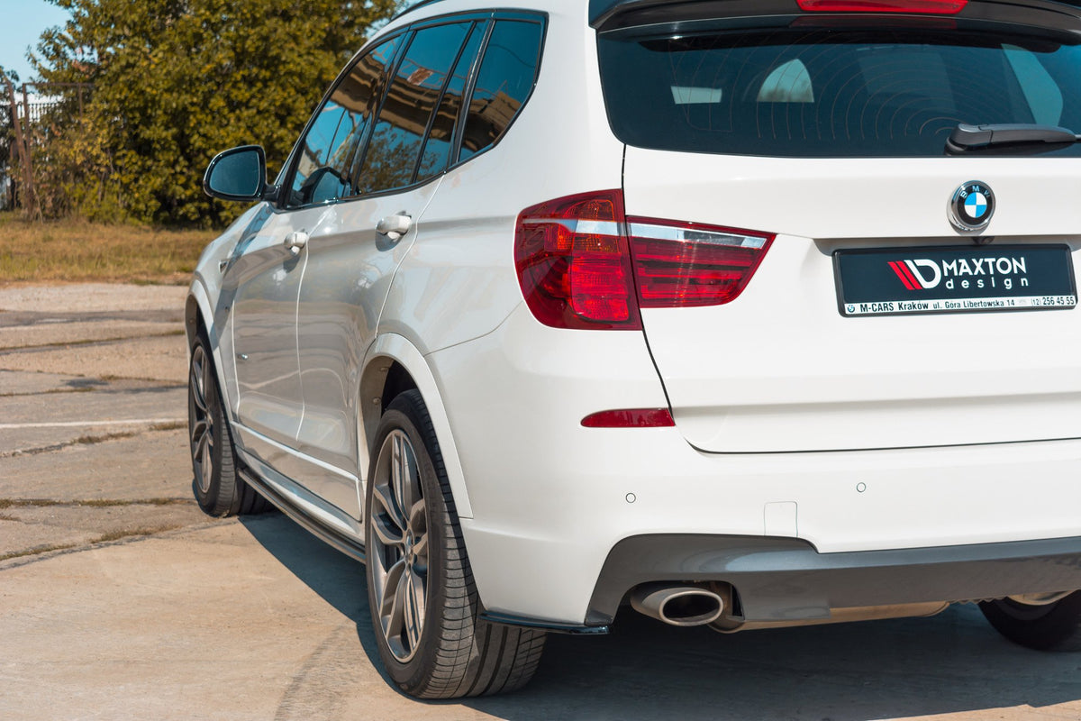 Heck Ansatz Flaps Diffusor passend für BMW X3 M-Paket F25 Facelift schwarz Hochglanz – Ansicht 1