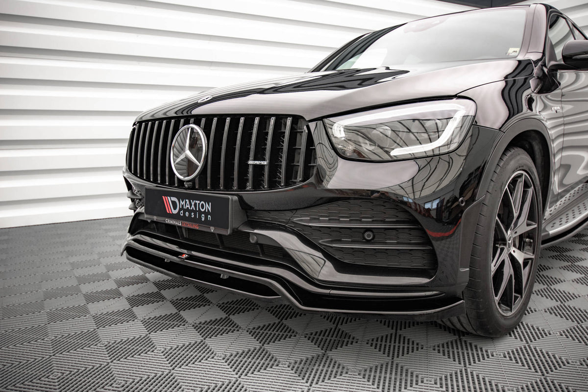 Street+ Spoilerlippe Front Ansatz passend für Mercedes-AMG GLC 43 / AMG-Line SUV X253 Facelift  schwarz Hochglanz – Ansicht 3