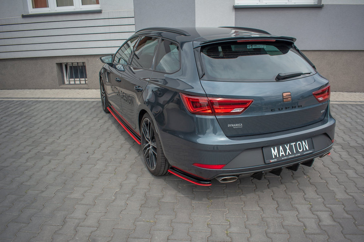 Heck Ansatz Flaps Diffusor passend für V.2 Seat Leon Mk3 Cupra ST Facelift schwarz Hochglanz – Ansicht 3