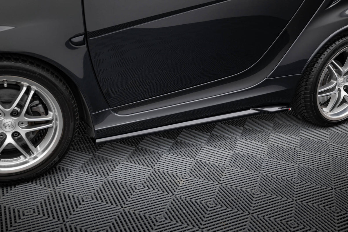 Street+ Seitenschweller Leisten passend für Brabus Smart Fortwo C451 Facelift schwarz Hochglanz – Ansicht 3