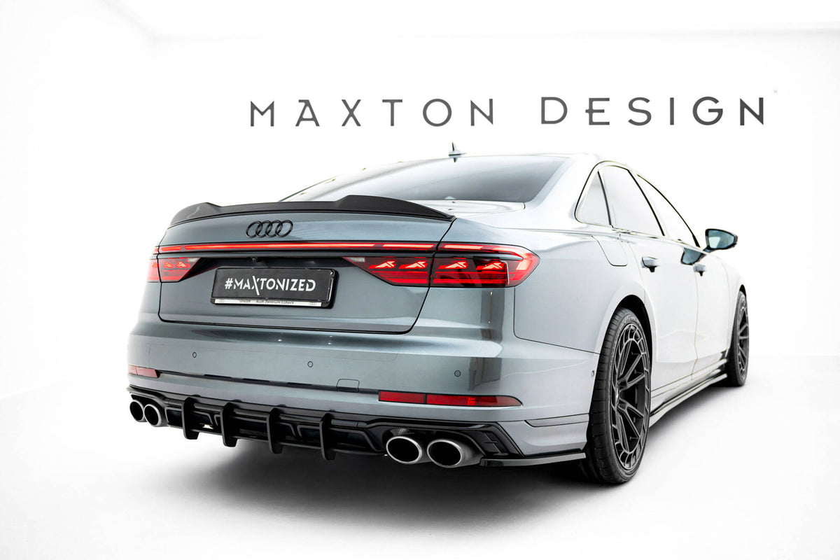 Heck Ansatz Flaps Diffusor passend für Audi S8 D5 Facelift schwarz Hochglanz – Ansicht 1