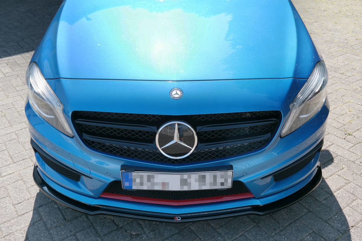 Street+ Spoilerlippe Front Ansatz passend für Mercedes W176 AMG-LINE vor Facelift schwarz Hochglanz – Ansicht 2