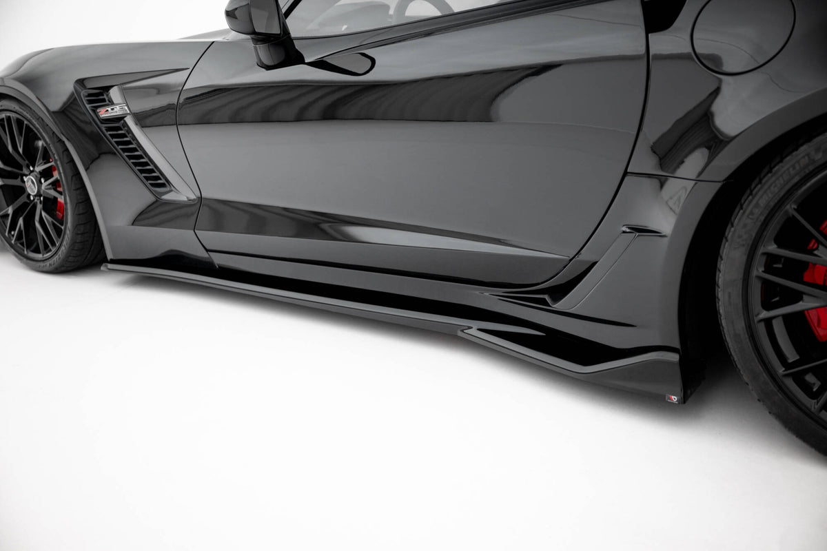 Street+ Seitenschweller Leisten passend für Chevrolet Corvette Z06 C7 schwarz Hochglanz – Ansicht 4