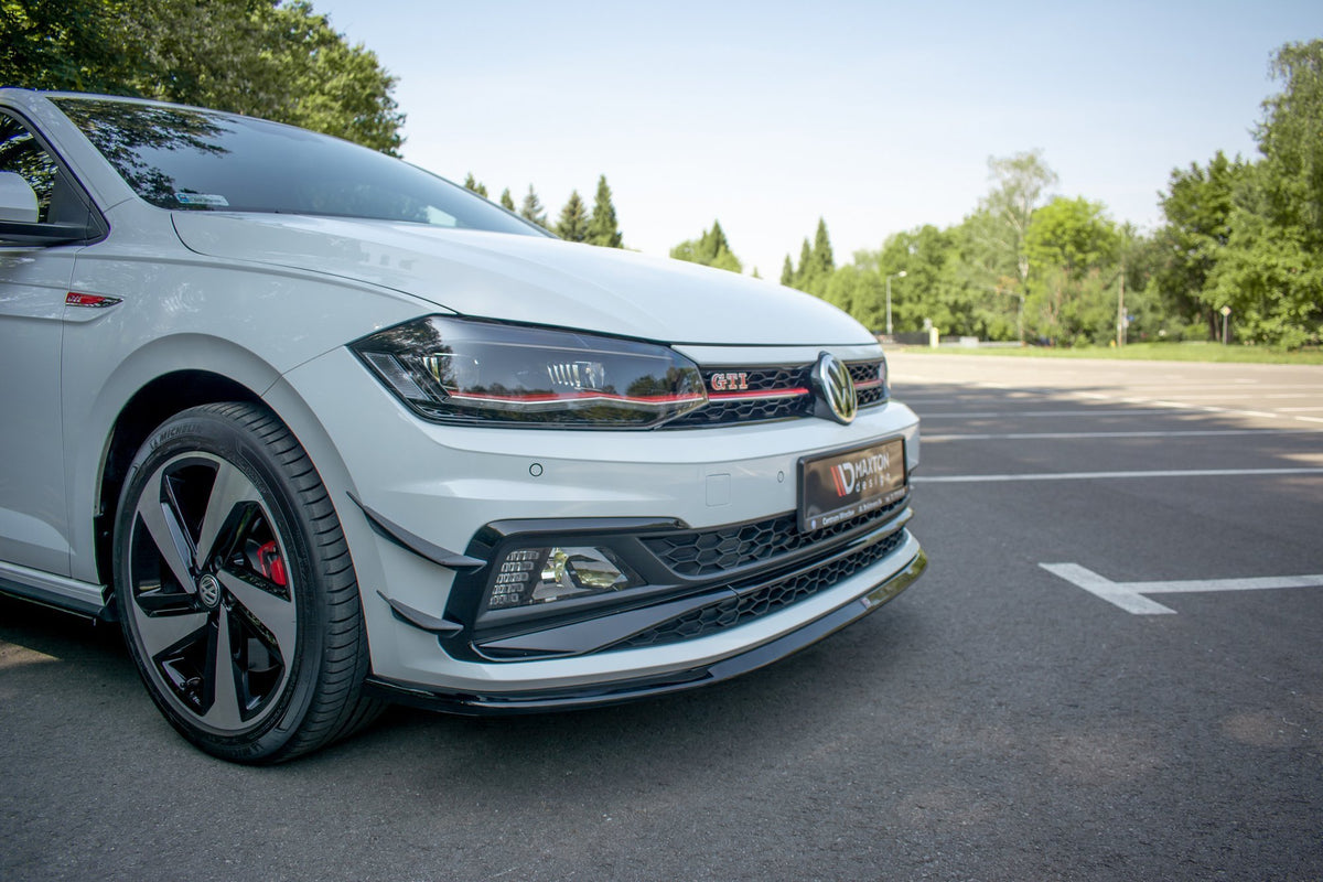 Street+ Spoilerlippe Front Ansatz V.3 passend für VW Polo GTI / R-line Mk6 schwarz Hochglanz – Ansicht 5