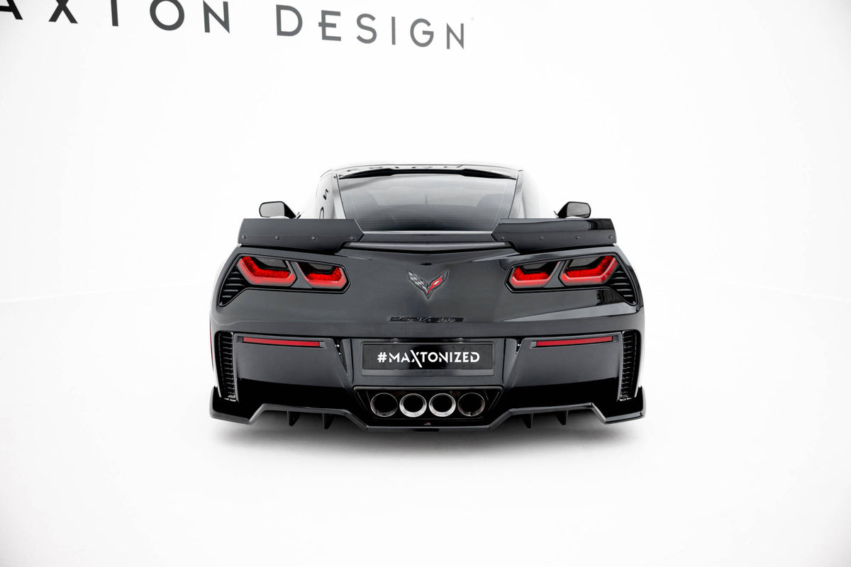 Mittlerer Diffusor Heck Ansatz DTM Look passend für Chevrolet Corvette Z06 C7 schwarz Hochglanz – Ansicht 8