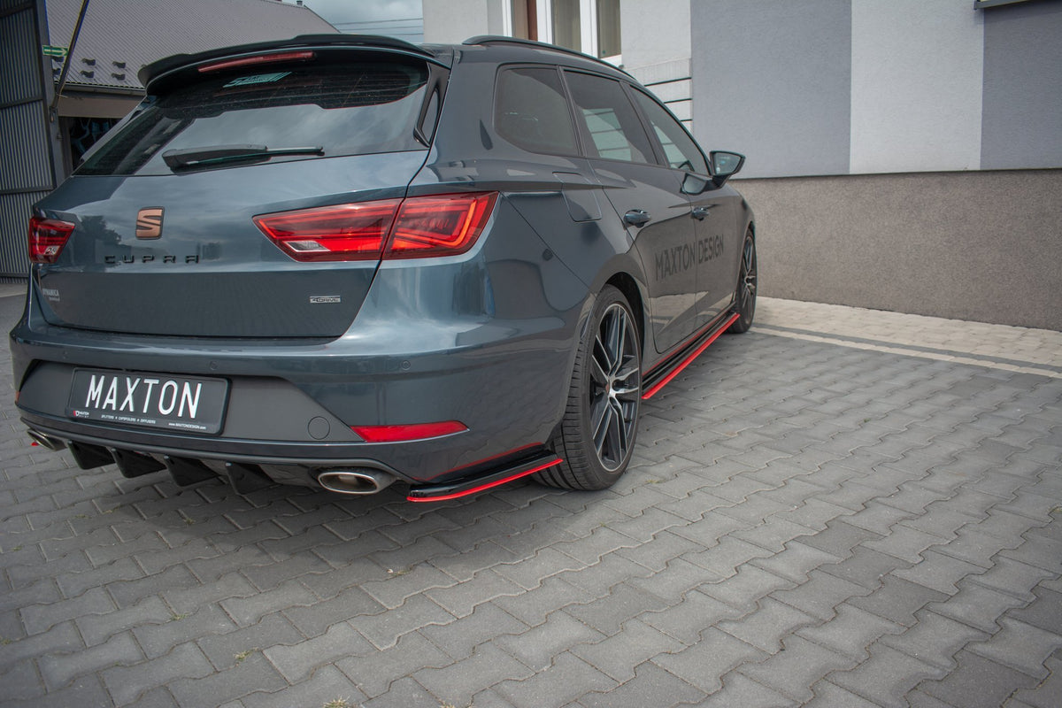 Heck Ansatz Flaps Diffusor passend für V.2 Seat Leon Mk3 Cupra ST Facelift schwarz Hochglanz – Ansicht 4