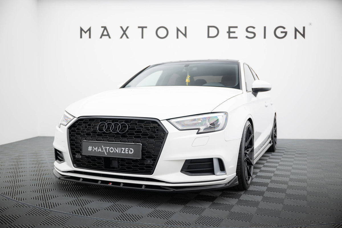 Street+ Spoilerlippe Front Ansatz passend für Audi A3 Limousine 8V Facelift schwarz Hochglanz – Ansicht 3