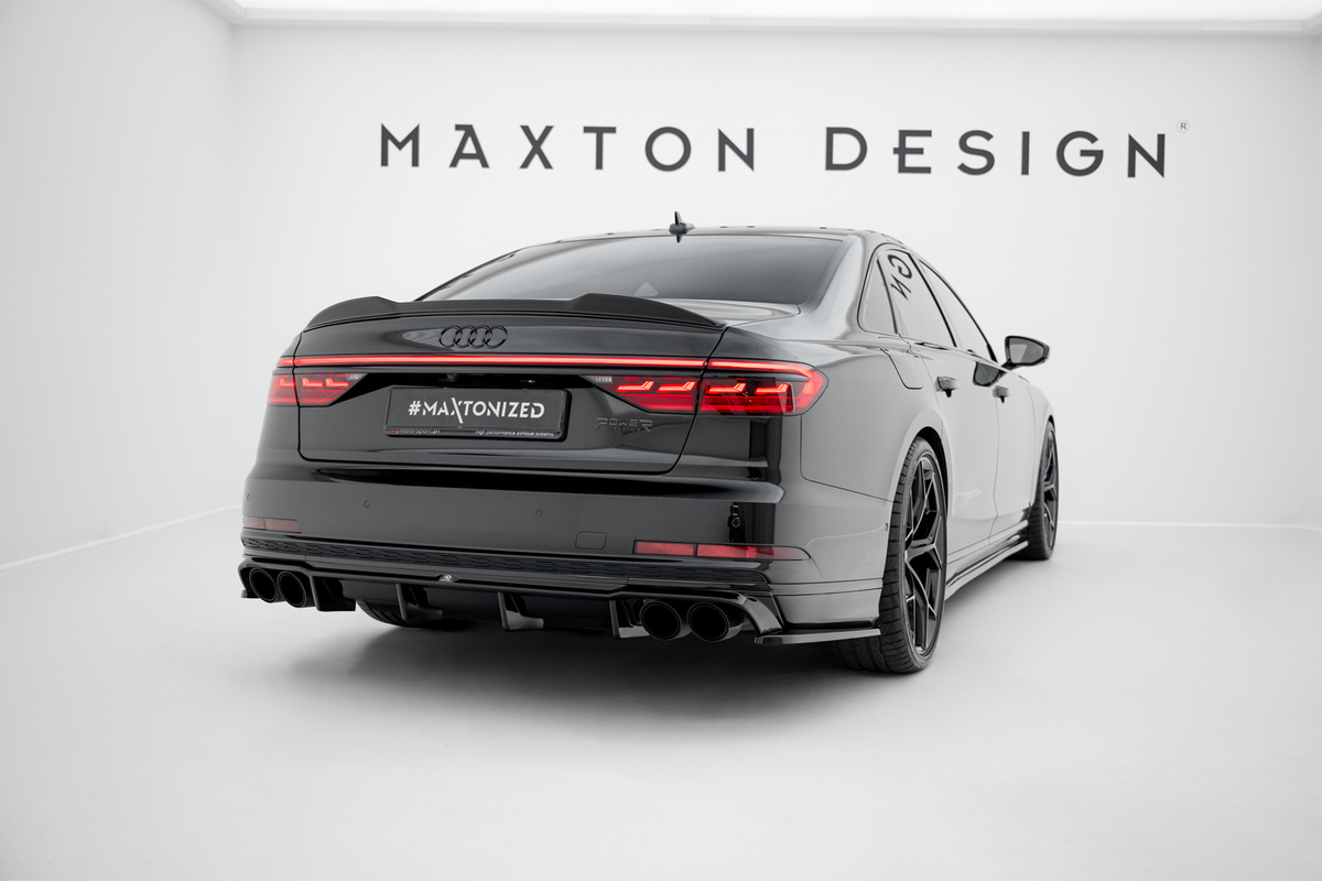 Heck Ansatz Flaps Diffusor V.2 passend für Audi S8 D5 schwarz Hochglanz – Ansicht 1