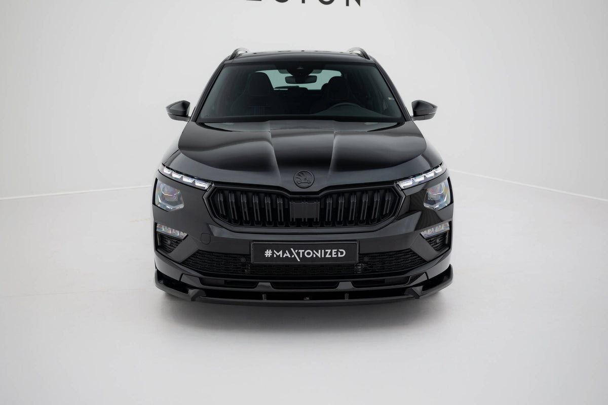 Street+ Spoilerlippe Front Ansatz V.2 passend für Skoda Kamiq Monte Carlo Mk1 Facelift schwarz Hochglanz – Ansicht 1
