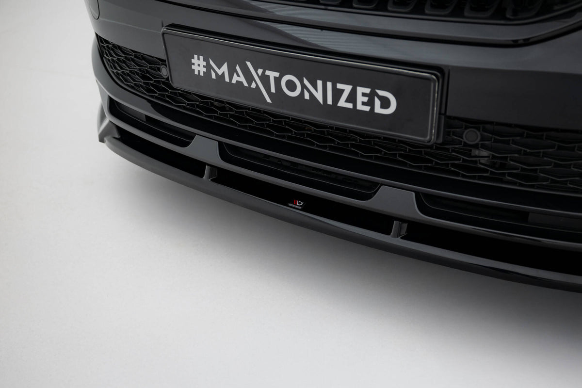 Street+ Spoilerlippe Front Ansatz V.2 passend für Skoda Kamiq Monte Carlo Mk1 Facelift schwarz Hochglanz – Ansicht 4