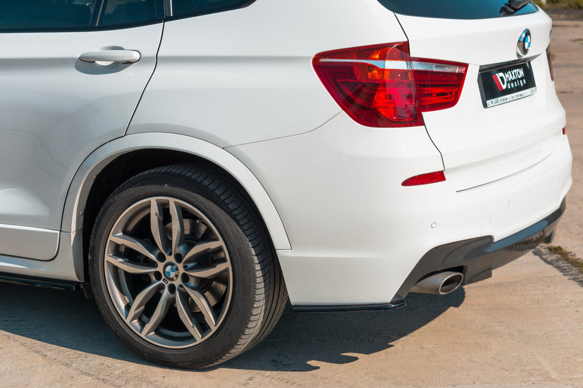 Heck Ansatz Flaps Diffusor passend für BMW X3 M-Paket F25 Facelift schwarz Hochglanz – Ansicht 3