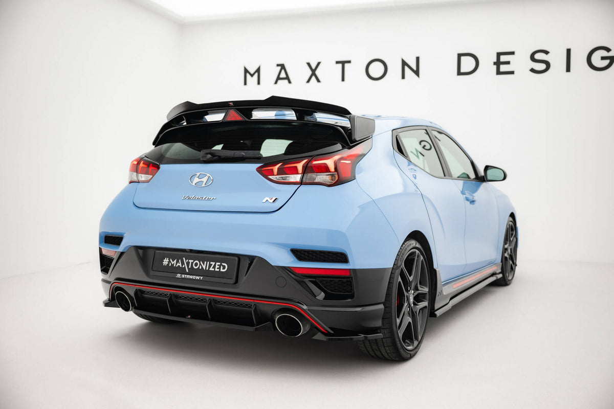 Heck Ansatz Flaps Diffusor passend für Hyundai Veloster N Mk2 schwarz Hochglanz – Ansicht 4