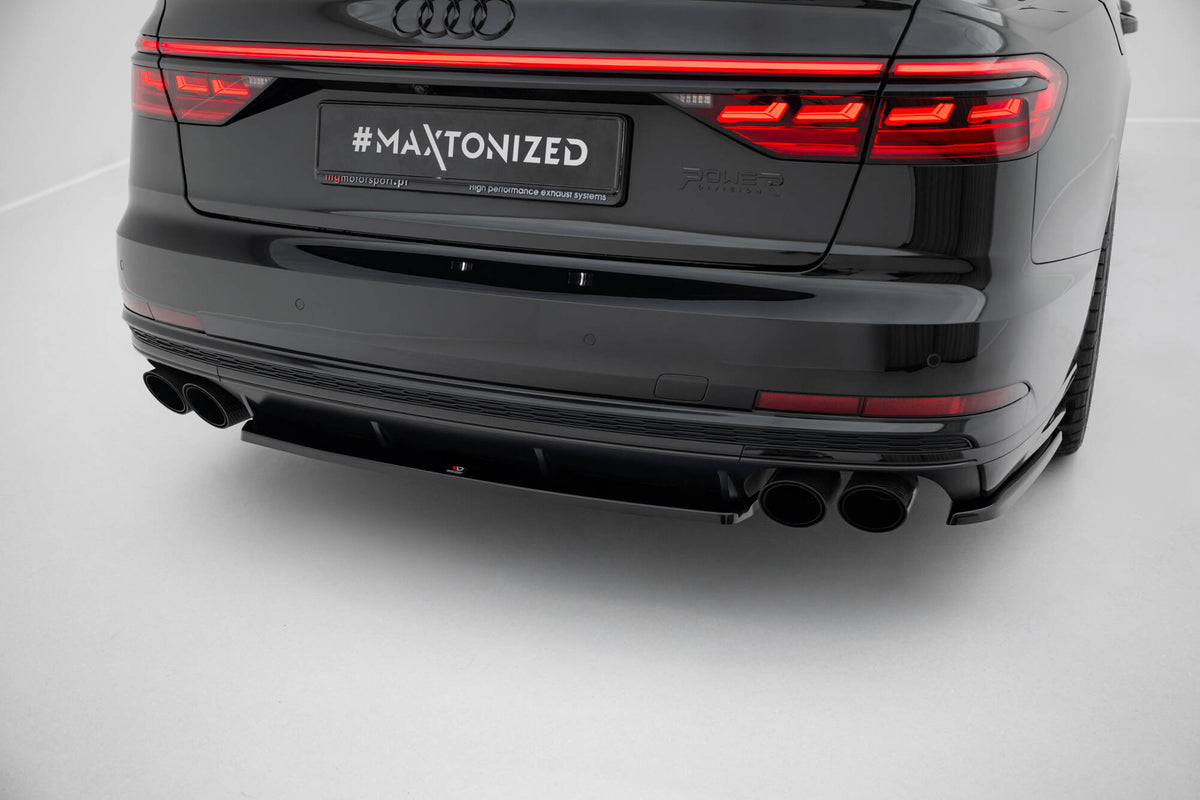 Heck Ansatz Flaps Diffusor passend für Audi S8 D5 schwarz Hochglanz – Ansicht 1