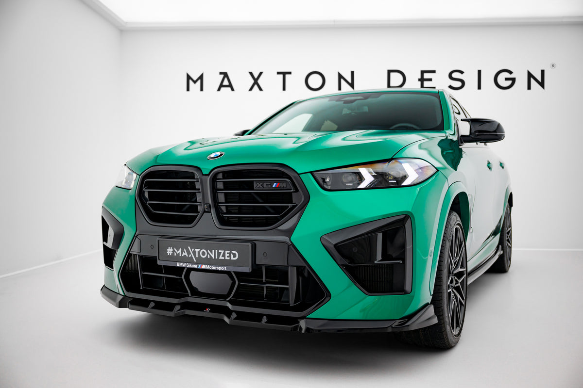 Street+ Spoilerlippe Front Ansatz V.1 passend für BMW X6 M F96 Facelift schwarz Hochglanz – Ansicht 3