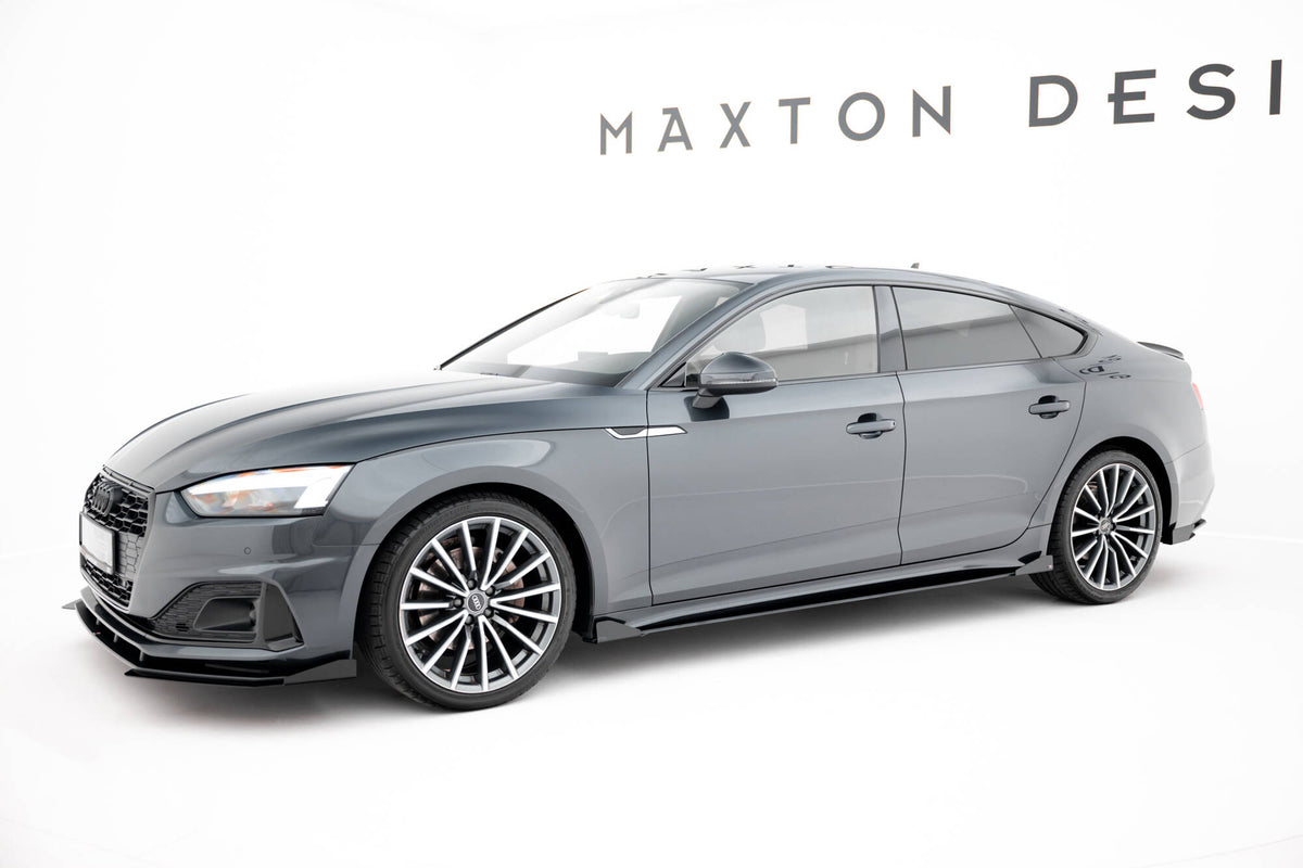 Street Pro Street+ Seitenschweller Leisten + Flaps passend für Audi A5 Sportback F5 Facelift schwarz Hochglanz – Ansicht 1
