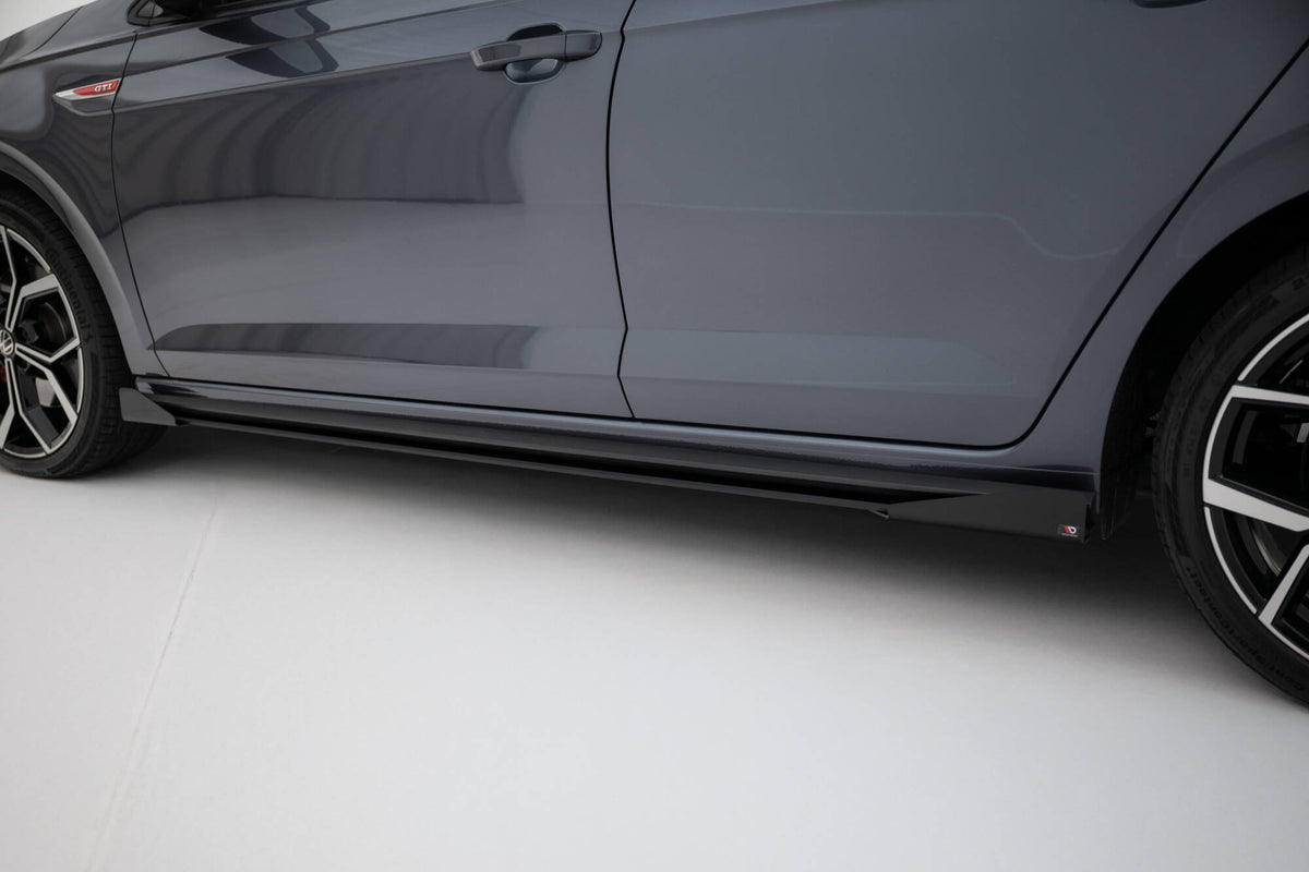Street Pro Street+ Seitenschweller Leisten + Flaps passend für VW Polo GTI Mk6 Facelift schwarz Hochglanz – Ansicht 4