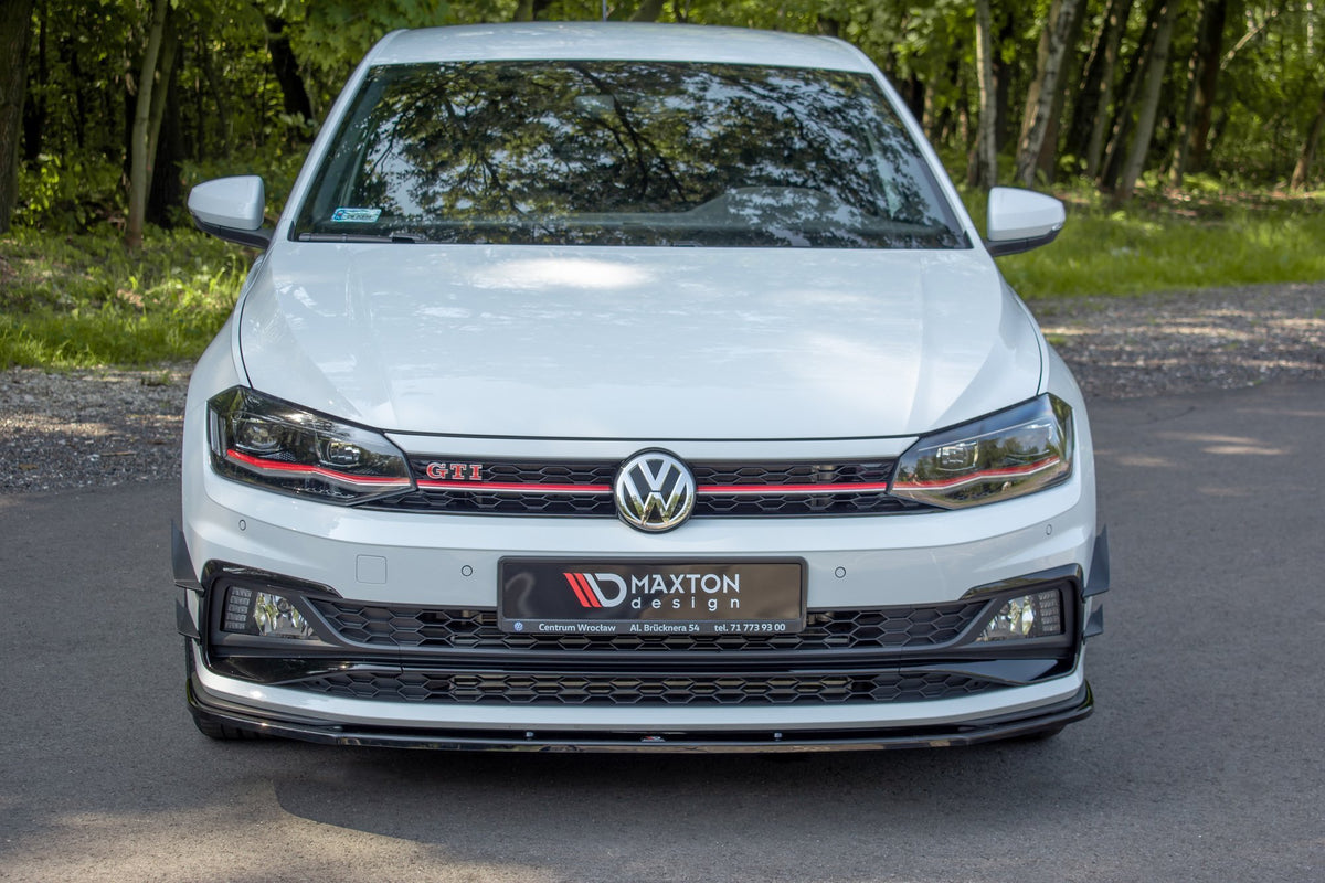 Street+ Spoilerlippe Front Ansatz V.1 passend für VW Polo GTI / R-line Mk6 schwarz Hochglanz – Ansicht 3