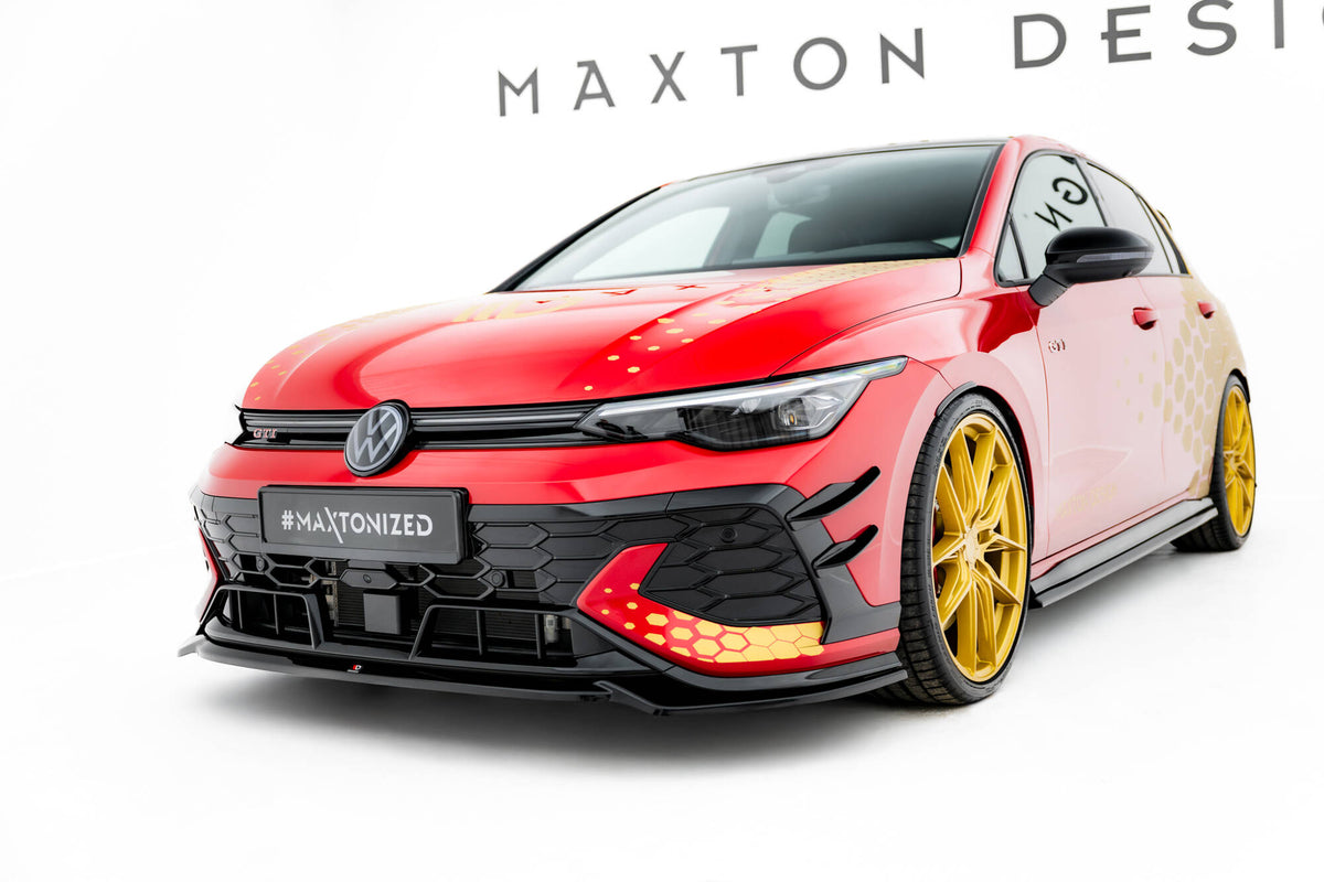 Street+ Spoilerlippe Front Ansatz V.4 passend für VW Golf GTI Clubsport Mk8 Facelift schwarz Hochglanz – Ansicht 4