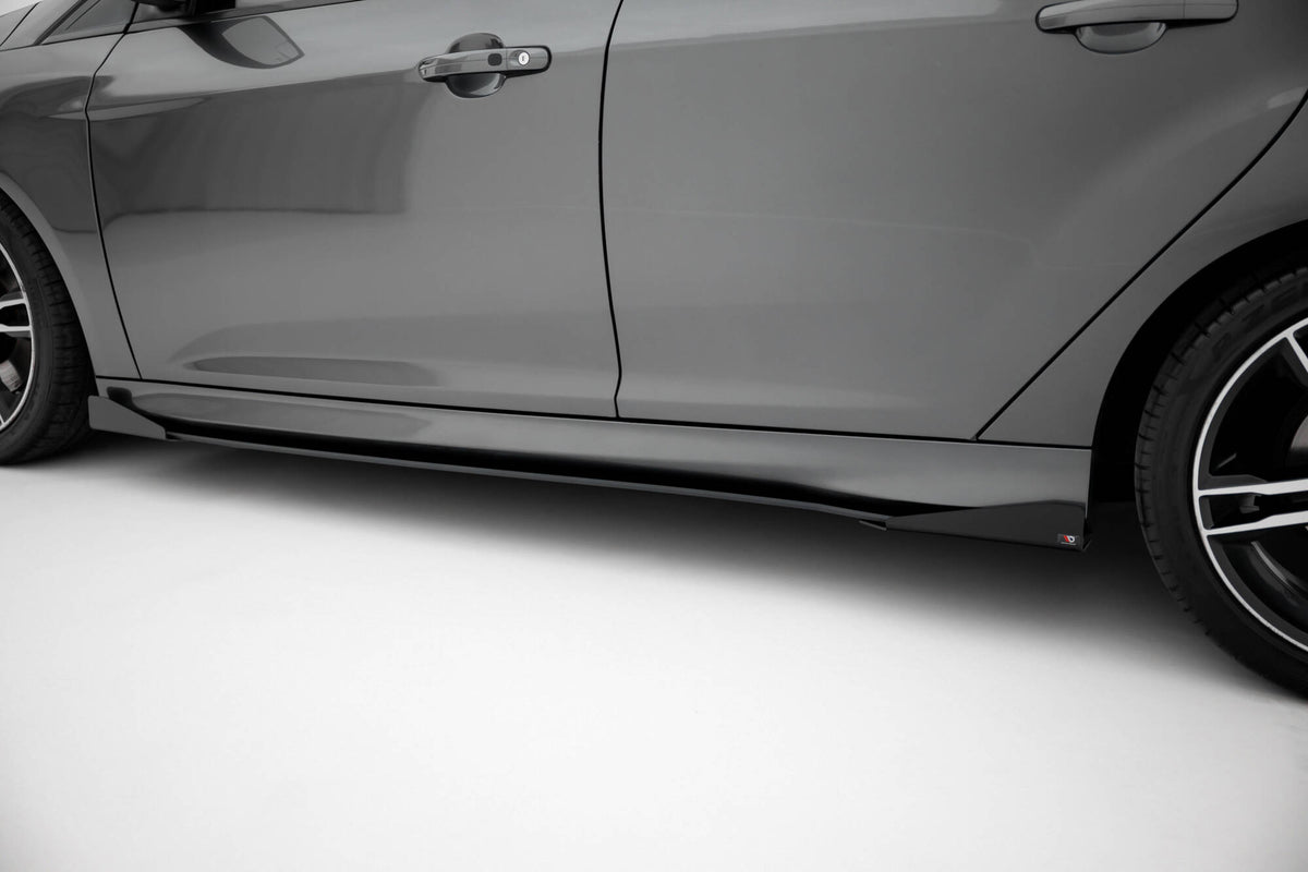 Street Pro Street+ Seitenschweller Leisten + Flaps passend für Ford Focus ST Mk3 Facelift schwarz Hochglanz – Ansicht 5