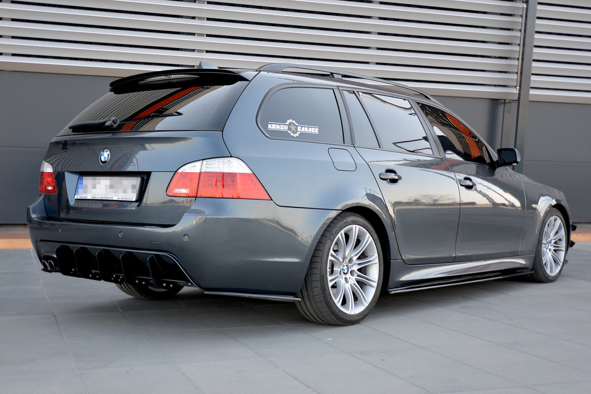 Heck Ansatz Flaps Diffusor passend für BMW 5er E60/E61 M Paket schwarz Hochglanz – Ansicht 3