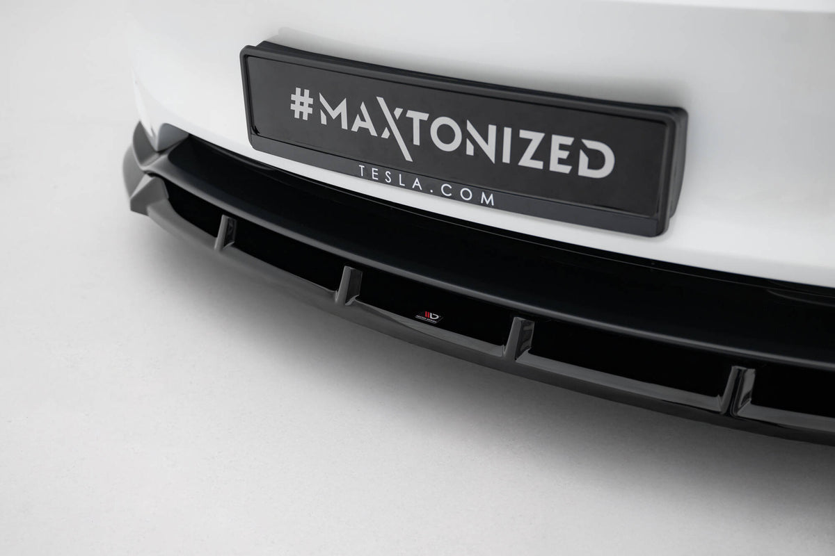 Street+ Spoilerlippe Front Ansatz V.2 passend für Tesla Model 3 Performance Mk1 Facelift schwarz Hochglanz – Ansicht 4