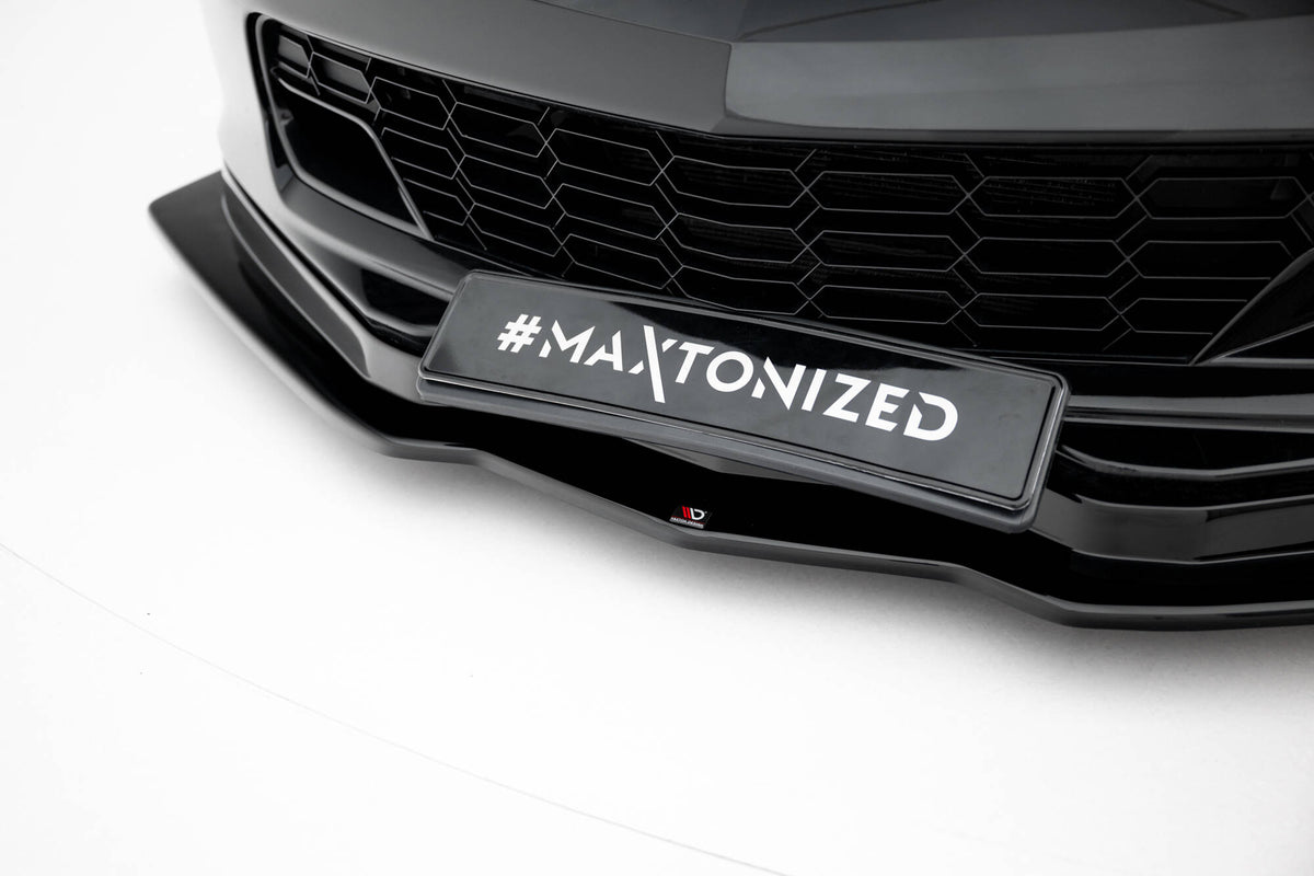 Street+ Spoilerlippe Front Ansatz V.1 passend für Chevrolet Corvette Stingray / Z06 C7 schwarz Hochglanz – Ansicht 1