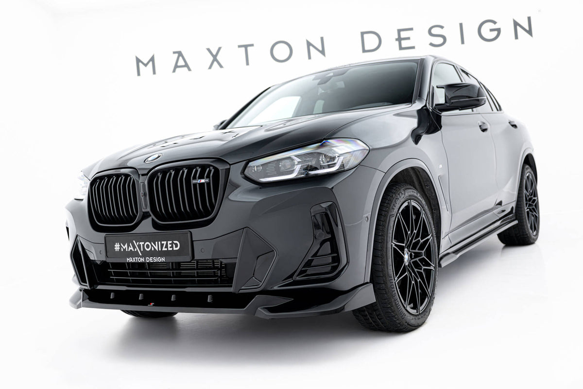 Street+ Spoilerlippe Front Ansatz V.2 passend für BMW X4 M-Paket G02 Facelift schwarz Hochglanz – Ansicht 4