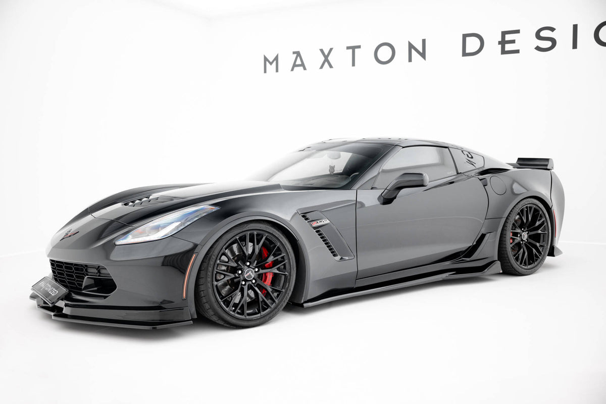 Street+ Seitenschweller Leisten passend für Chevrolet Corvette Z06 C7 schwarz Hochglanz – Ansicht 1